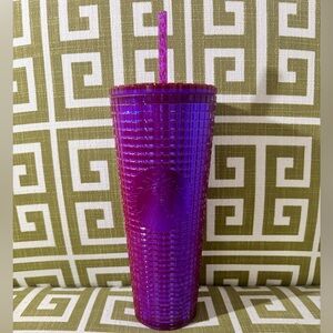 NEW! Starbucks Summer 2024 Iridescent Magenta Purple Grid Cold Cup Tumbler 24oz.